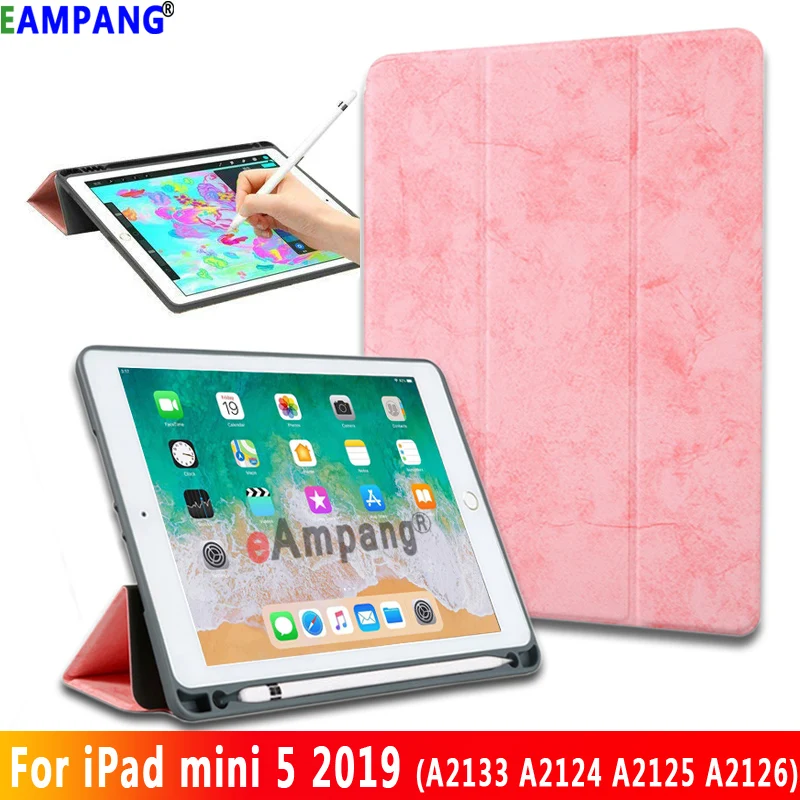 

Smart Case For Apple iPad mini 5 2019 Case with Pencil Holder for iPad mini5 A2133 A2124 A2125 A2126 Cover Funda Magnet Leather