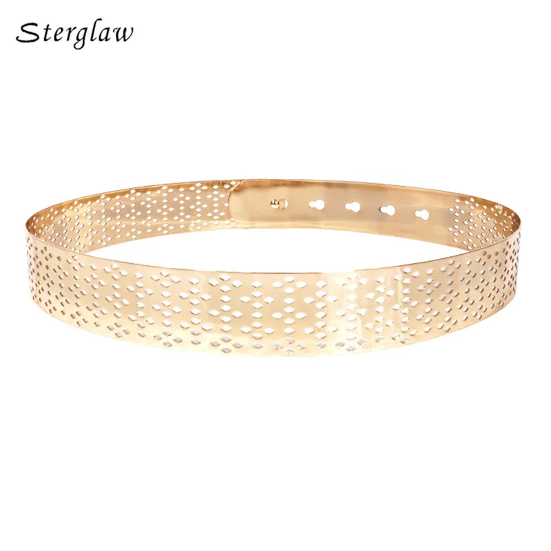 2019 designer belts women high quality luxury brand wide belts for Women&#39;s hollow glod all metal ...