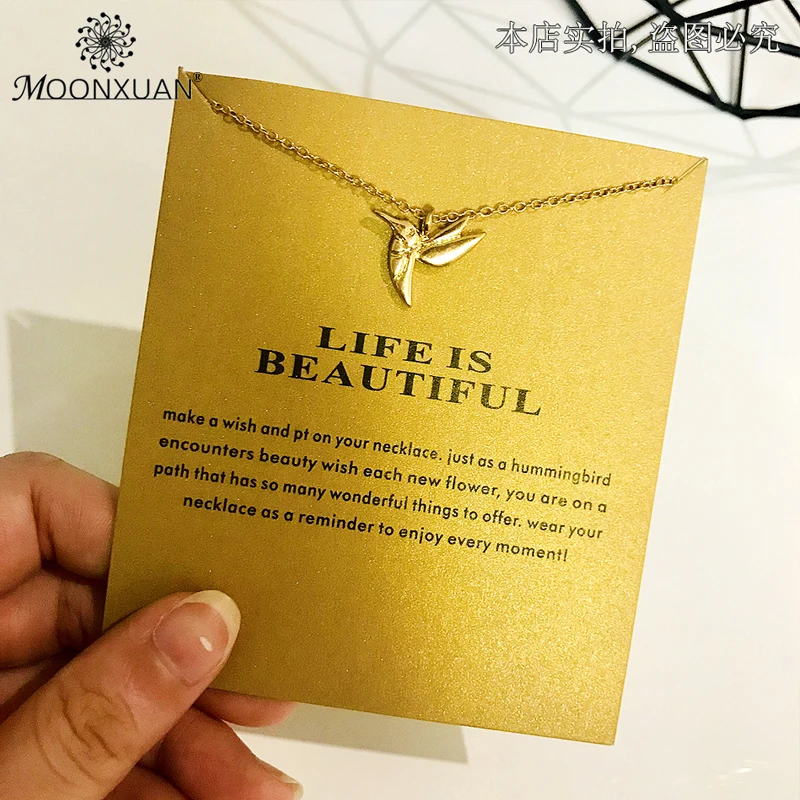 

Dogeared Life Is Beautiful Sweet Hummingbird Choker Necklace Colar Kolye Necklaces & Pendants Chocker Collares Chain Womens MX12