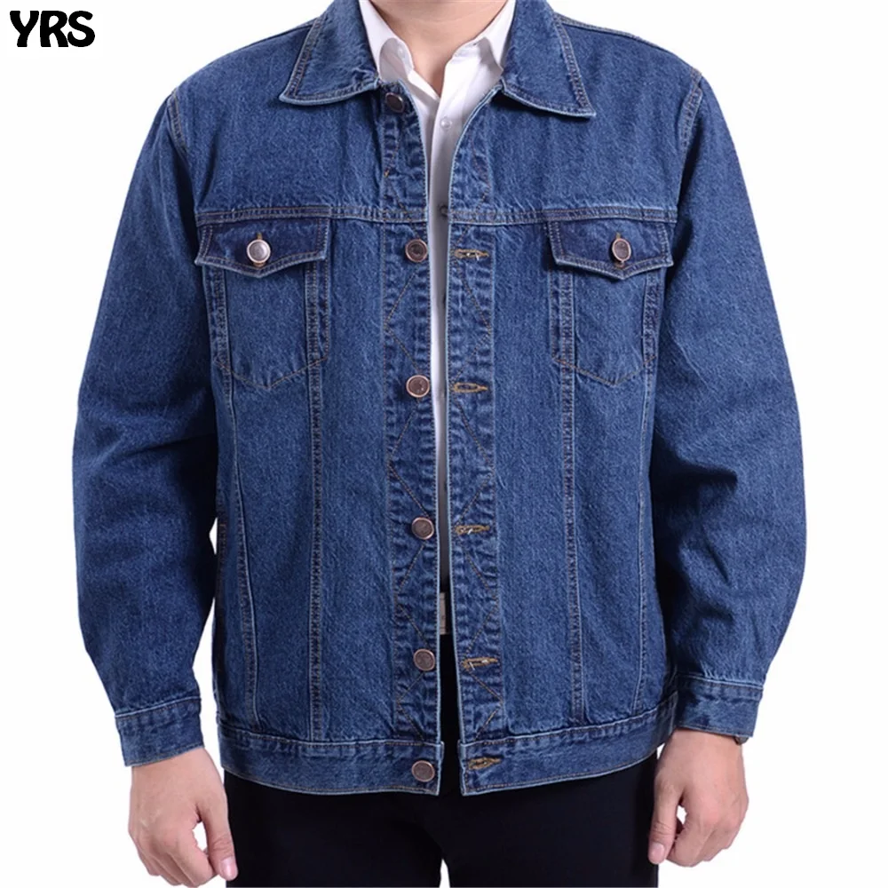 Denim Jacket bomber coat men blue color Turn down Collar causal jackets