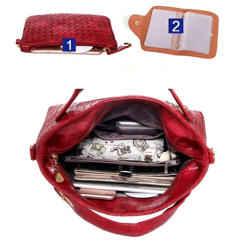 4 шт./компл. женская кожаная сумка женская сумка через плечо сумка-портфель Лот