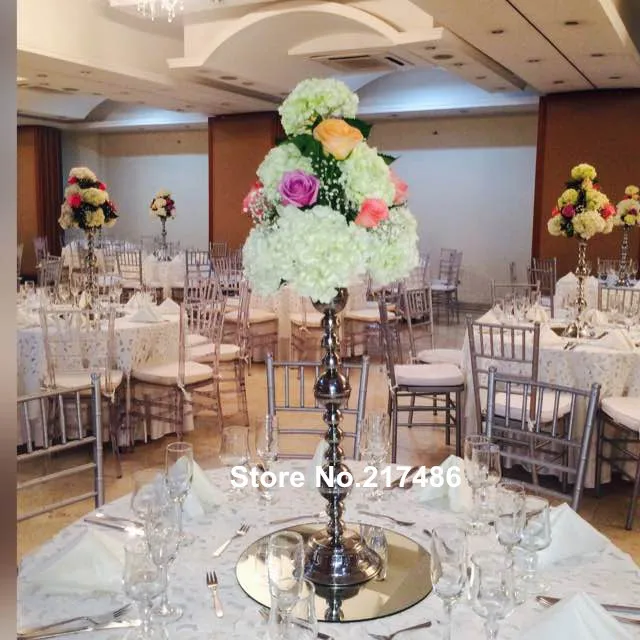 wholesale beautiful tall metal flower vase sliver paited flower stand