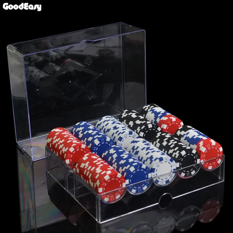 

100pcs-1000pcs/set 11.5g/pcs ABS Dice Poker Chips Coins Texas Hold'em Poker Games Fichas Poker Chips Sets with Acrylic tray&box
