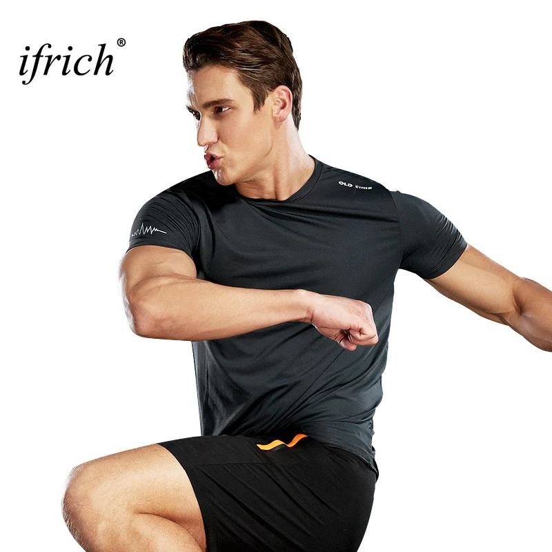 IFRICH 2 Pieces Quick Drying T Shirt and Shorts for Couple Tshirts Men Reflective Fitness Casual T-shirt Summer Sports Running | Мужская