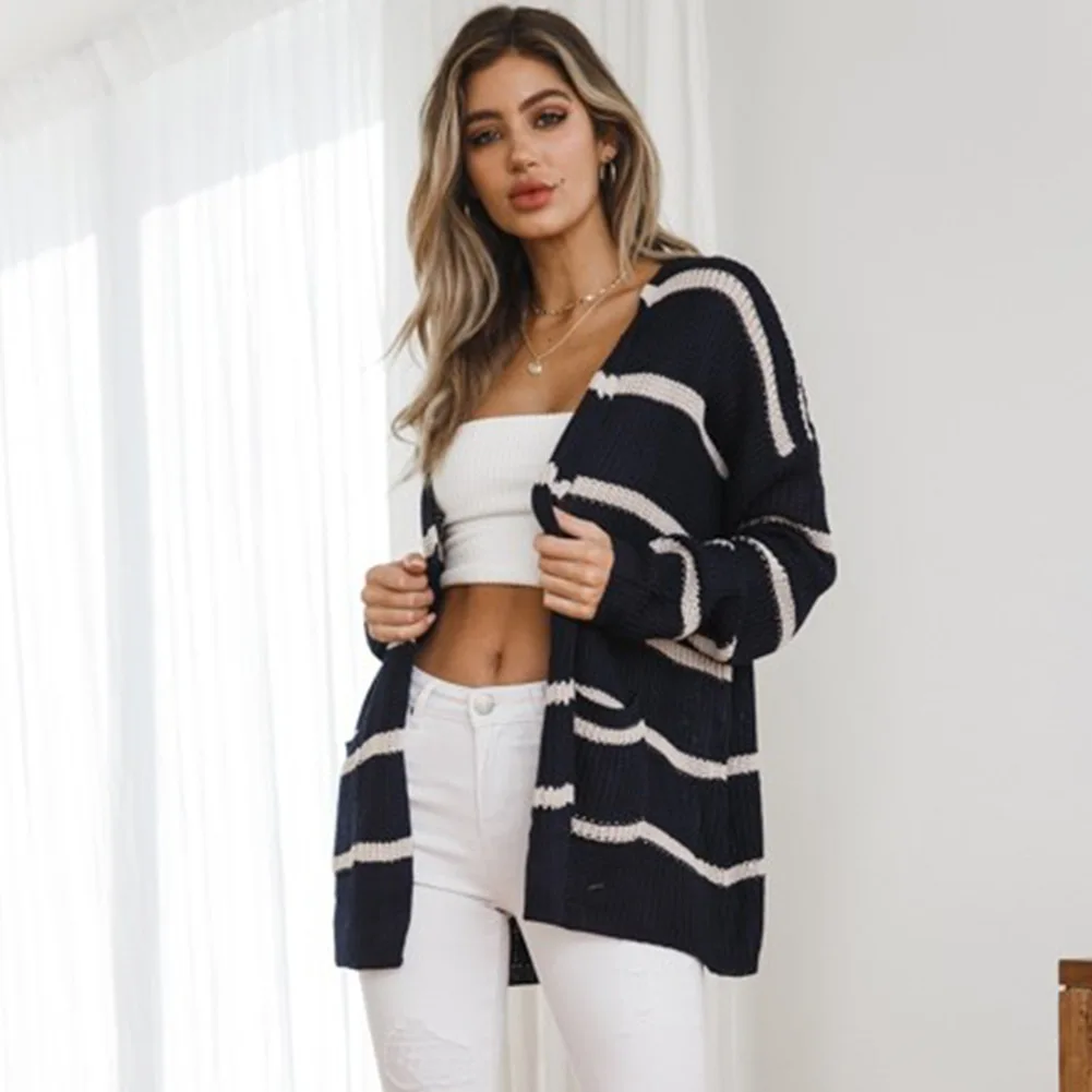 Buy WIXRA 2018 Navy Blue White Striped Knitted