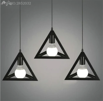 

Vintage Loft Pendant Lights E27 Iron Black Matte Painting Geometry Triangle Pendant Lamp for Foyer Dining Room Bar Bedroom Decor