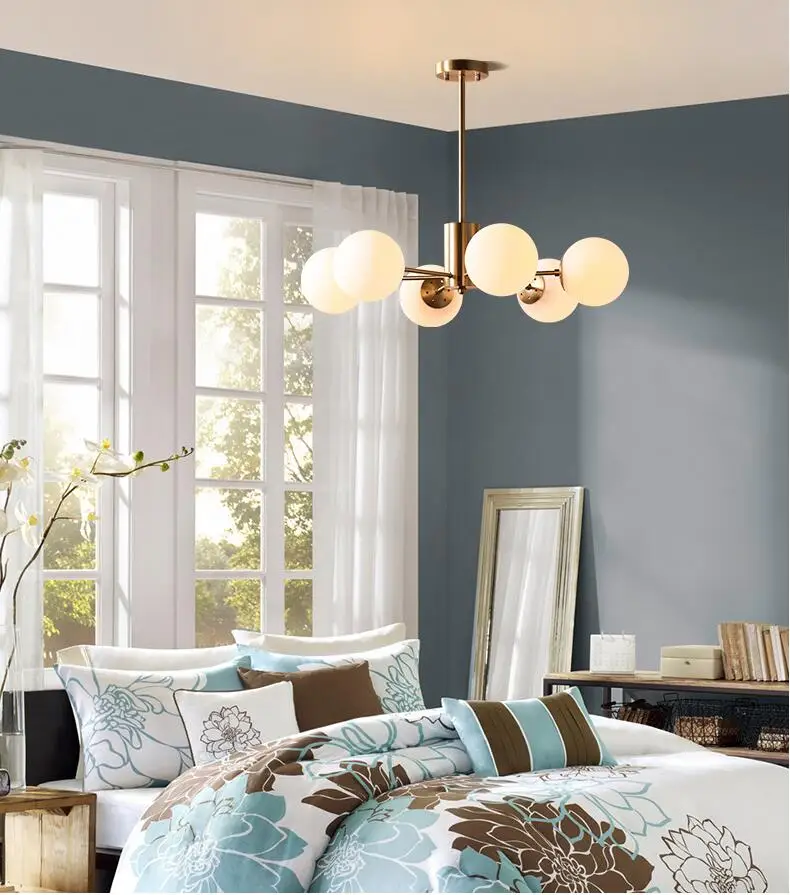 Bola de Vidro Pós-moderna Criativo Feijão Mágico Lustre Estilo Nórdico 9 Cheap Lustres