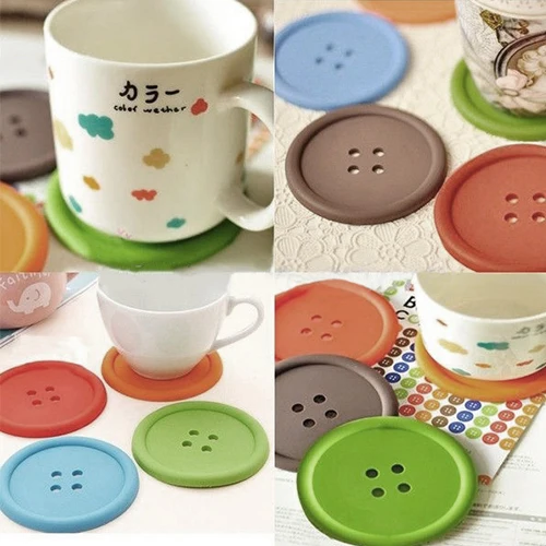 

HOT 5Pcs Cute Colorful Silicone Button Coaster Cup Cushion Holder Drink Placemat Mat Home 91MA