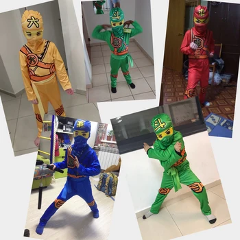 Kids Ninjago Costumes Ninja Cosplay Boys Anime Clothes for Children Halloween Christmas Party Purim Suit