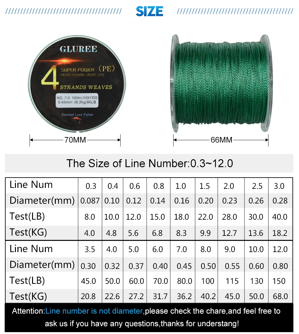 K8356 100M109Yards 4 Stands PE Line Braided Fishing Line 100% PE Multifilament Fishing Line Super Strong High Quality 8LB-150LB (10)