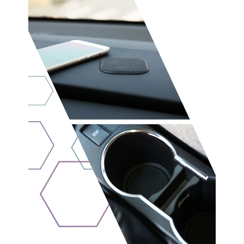 New 2pcs Car Cup Mats Non-slip Vehicle Carbon Fibe Water Bottle Holder Anti-slip Pad Mat | Автомобили и мотоциклы
