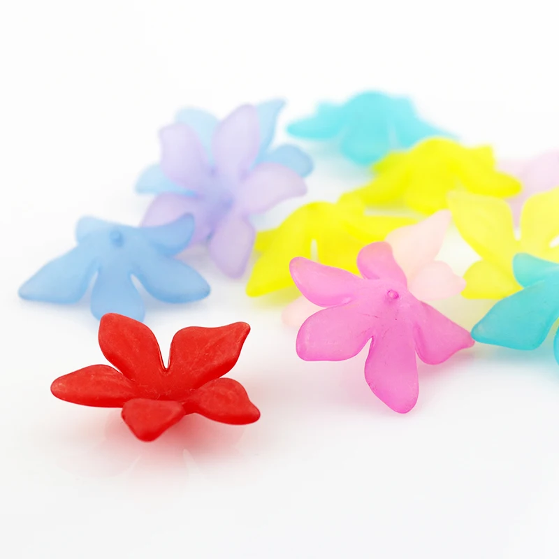 28mm 200pcs Assorted Color FROSTED ACRYLIC LUCITE FLOWER BEADS FIT FOR