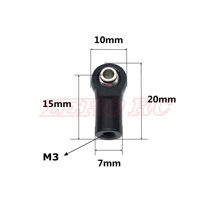 10 шт. CNC алюминий M3 звено тяги конец шаровой шарнир для 1/10 RC Рок Гусеничный грузовик SCX10 джип MST TRX-4