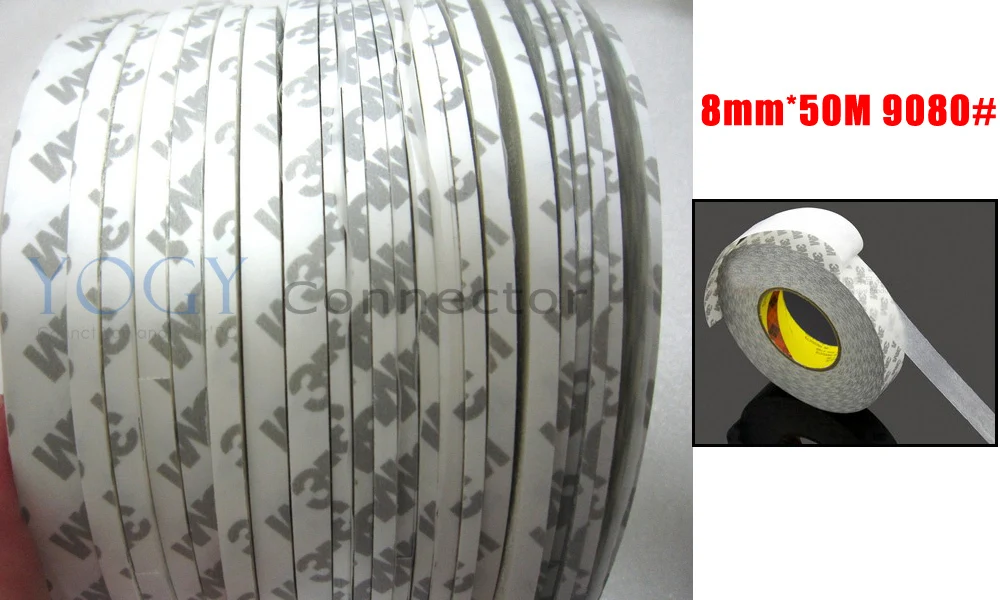 5 roll 8mm *50M 3M 9080 2 Sides Sticky Tape, White translucent for OA
