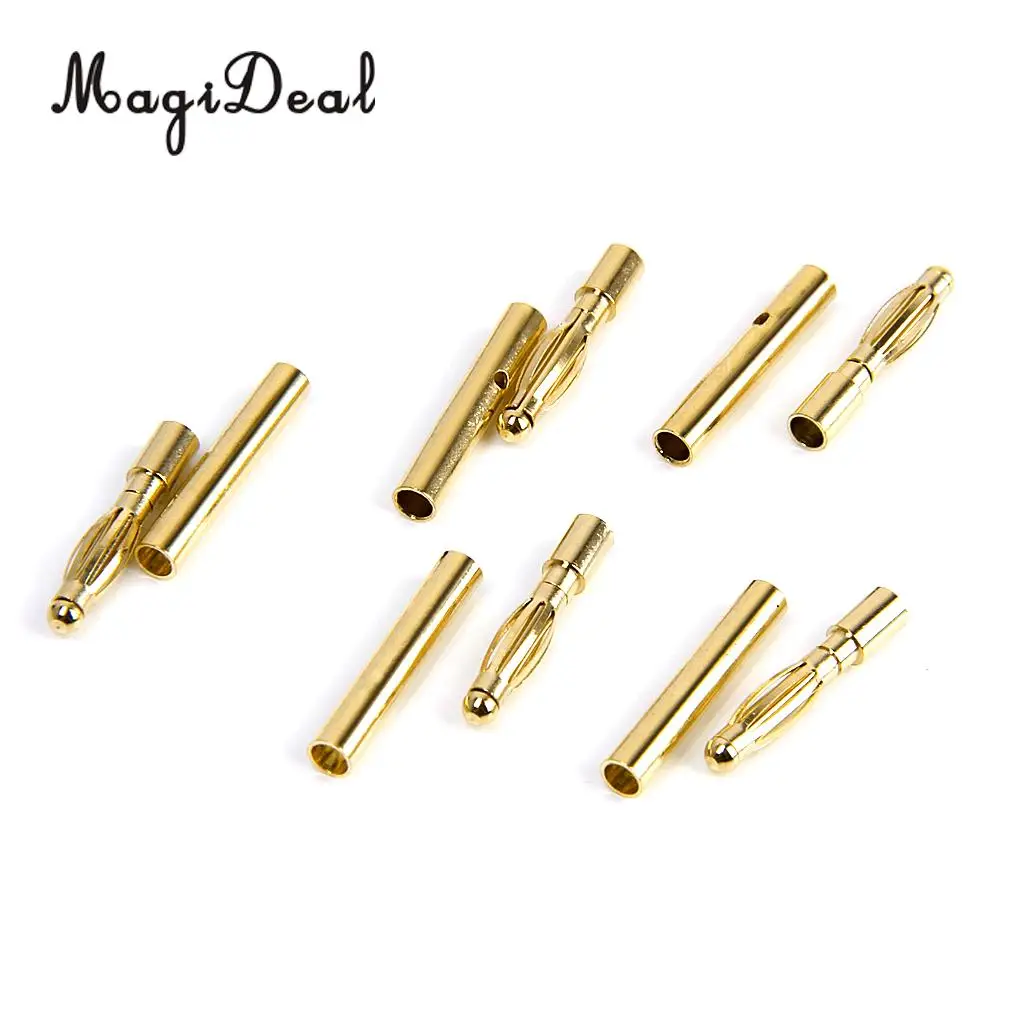 Set of 40Pcs Low Resistance 2mm Gold-Plated Banana Plug Motor Electronic Connector Male Female RC Parts
