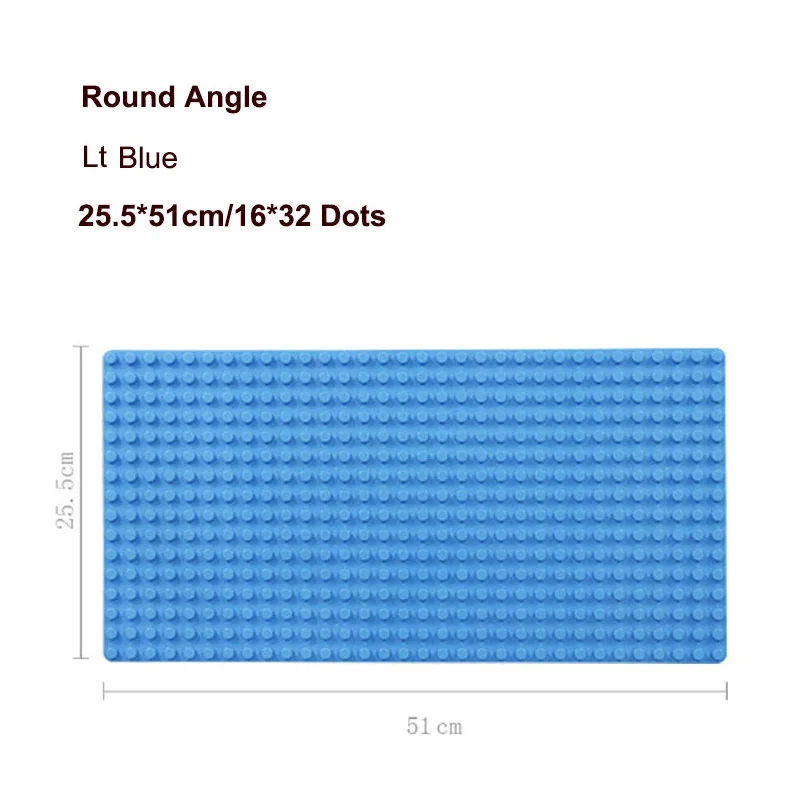 512 Duploe большая Базовая пластина для конструктора 16*32 точек 51*25,5 см опорная плита DIY строительные блоки игрушки для детей Совместимые с Duplos зеленый - Цвет: Lt Blue-Round Angle