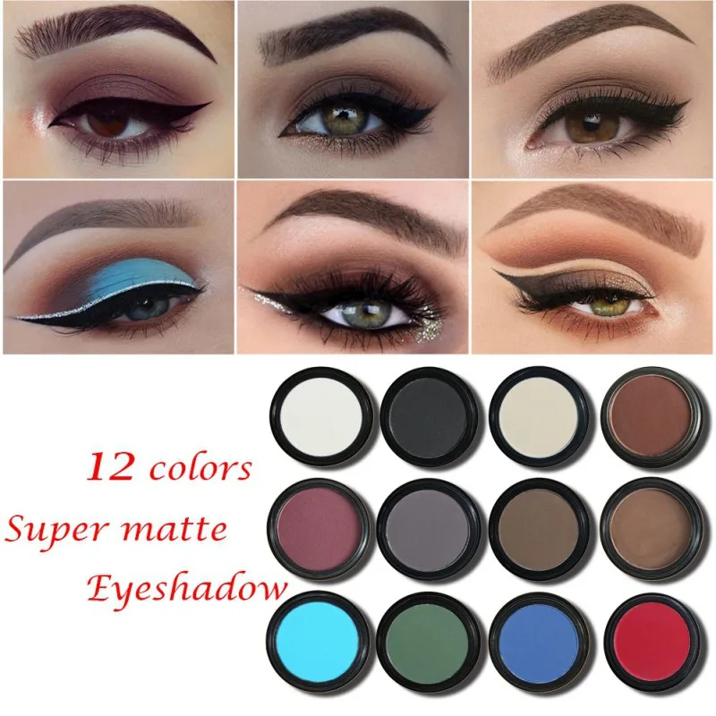 

Matte Eyeshadow Glitter Waterproof Eye Shadow Powder Pigment Nude Long Lasting Makeup Cosmetics 12 Colors