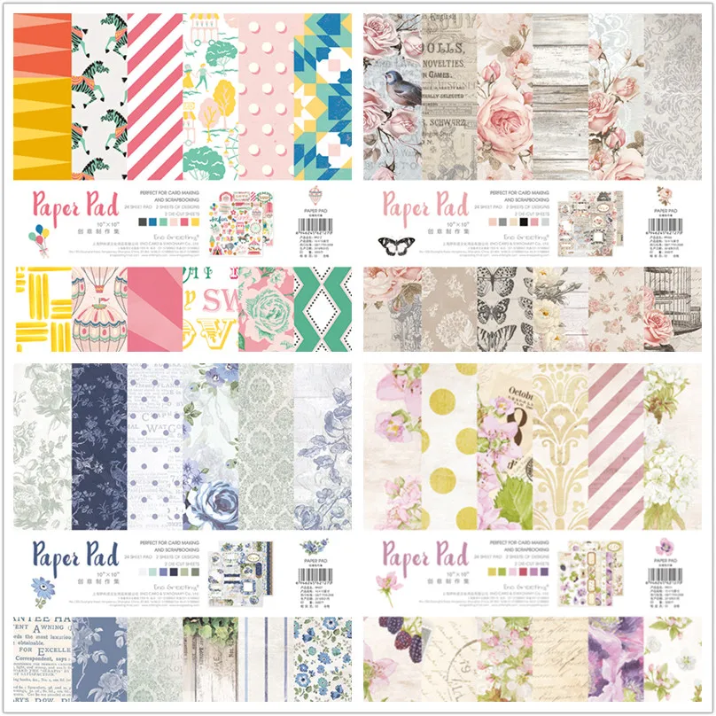 

24pcs Print Flamingo Vintage Pattern Scrapbooking Set Collection DIY Album Scrapbook Pads Paper Handmade Craft Card Making Paper