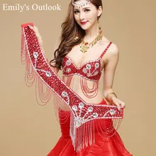 Пояс для танца живота ручной работы блестящий цветок из бисера набедренный шарф обёрточная бумага пояс Золотой Фиолетовый Красный Синий Черный