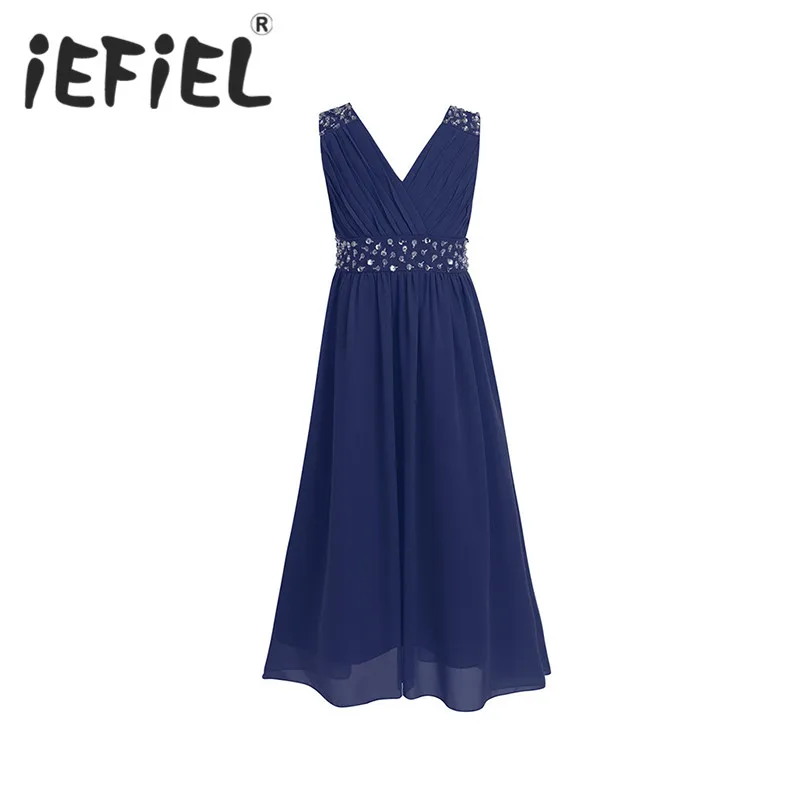 Новинка года; Брендовое шифоновое платье без рукавов с блестками и цветочным узором для девочек; праздничное платье принцессы подружки невесты на свадьбу, день рождения