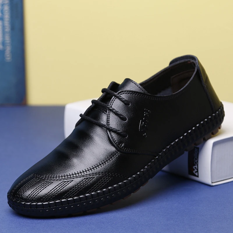 

OSCO Shoes Men Chaussure Homme Split Leather Loafers Masculino Adulto Slip On Flat Boat Shoes Sapato Masculino Casual Shoes