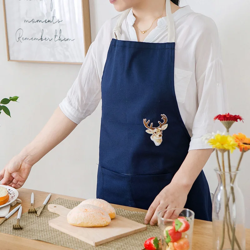Nordic хлопок для женщин фартуки кухня ресторан пособия по кулинарии талии фартуки с карманами работы фартук официант Кук Инструмент U1916
