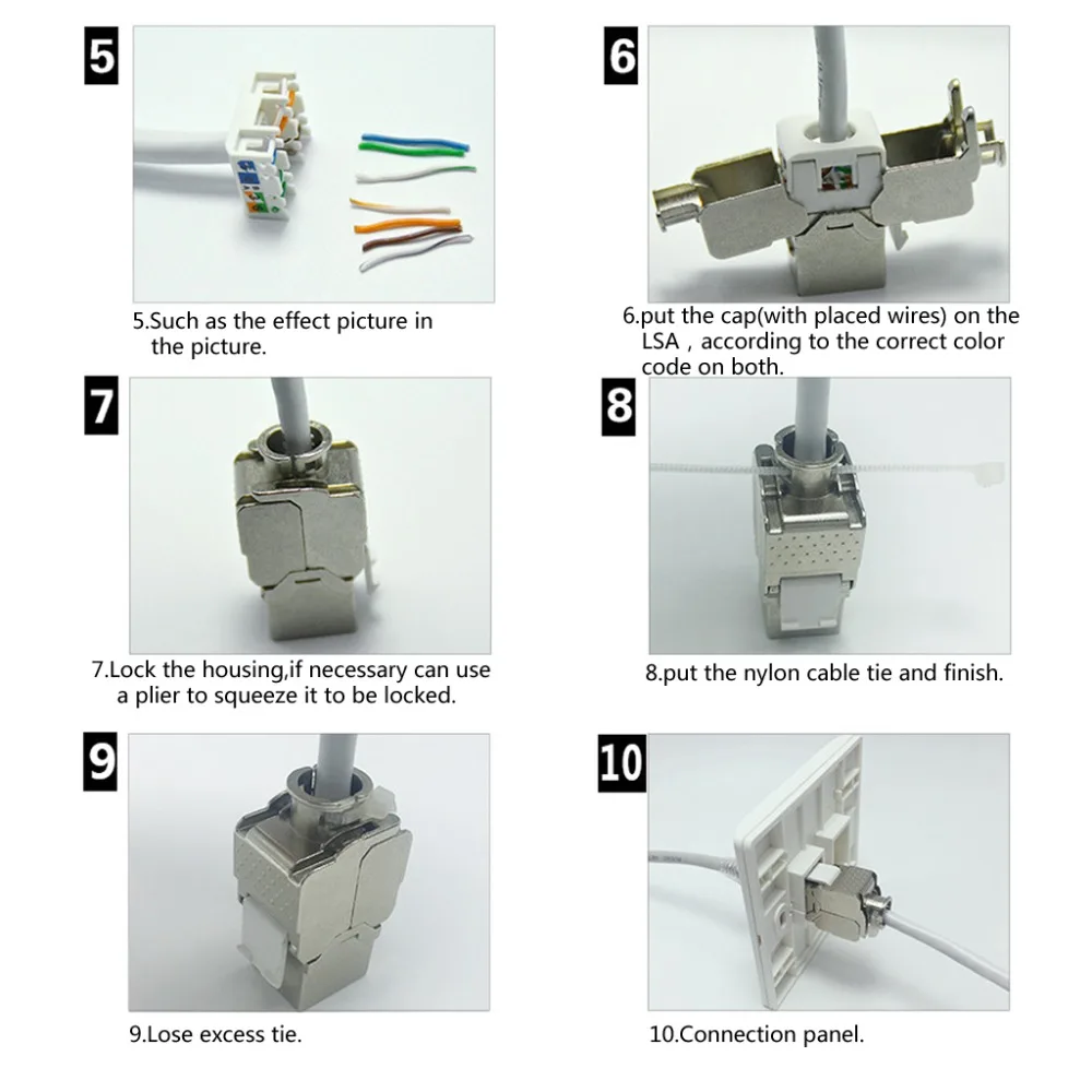 1 шт. RJ45 Keystone Cat6 Cat6A Экранированный FTP модуль из цинкового сплава Keystone Jack сетевой разъем адаптер