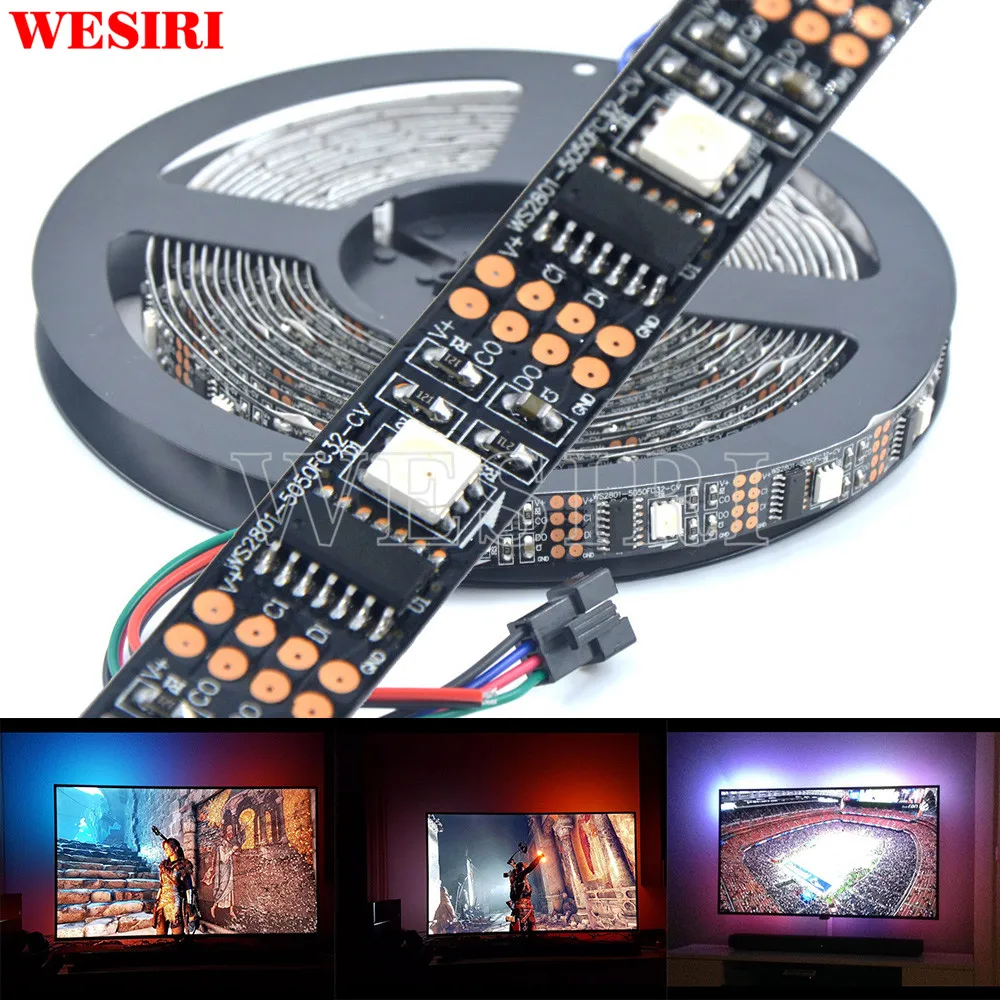 

3M/5M WS2801 Addressable LED Strip 5050 RGB LED Strip Ambilight TV Back Light 5V