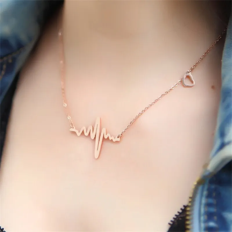 Ожерелье NK681 ECG с ЭКГ сердцем на цепочке изящные ожерелья минималистичные