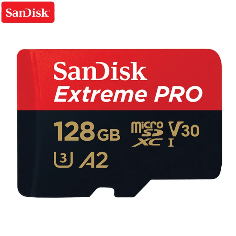 100% карта памяти Micro SD Extreme Pro Card до 170 МБ/с. A2 V30 U3 64 Гб 128 sandisk TF с адаптером SD|Карты