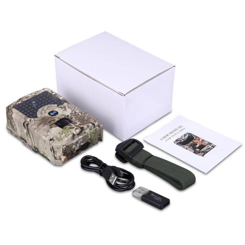 12MP HD Camouflage Digital Trail Camera with 49pcs IR LED PIR Motion Sensor Run on 2pcs 18650 Batteries or DC5V Solar Power IP56_66