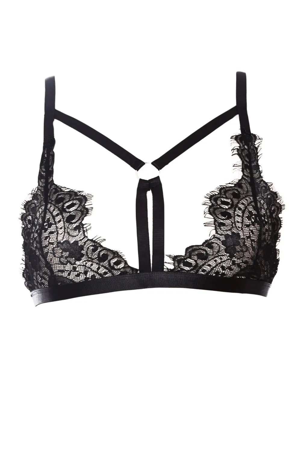 Black-Stretchy-Strappy-Cutout-Lace-Bralette-LC250235-2-2