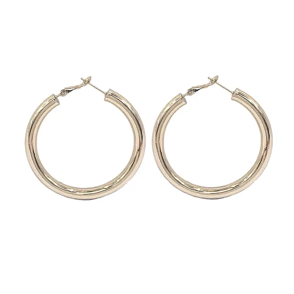 Модные серьги из сплава обруч Панк массивные 45 мм диаметр широкие серьги для женщин ювелирные аксессуары UKMOC - Окраска металла: Gold Earrings