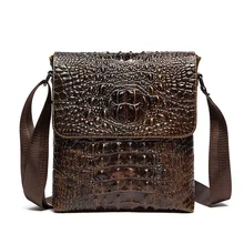 Fashion new wear-resistant printed crocodile pattern men bags Genuine Leather bag men's casual shoulder Messenger bags