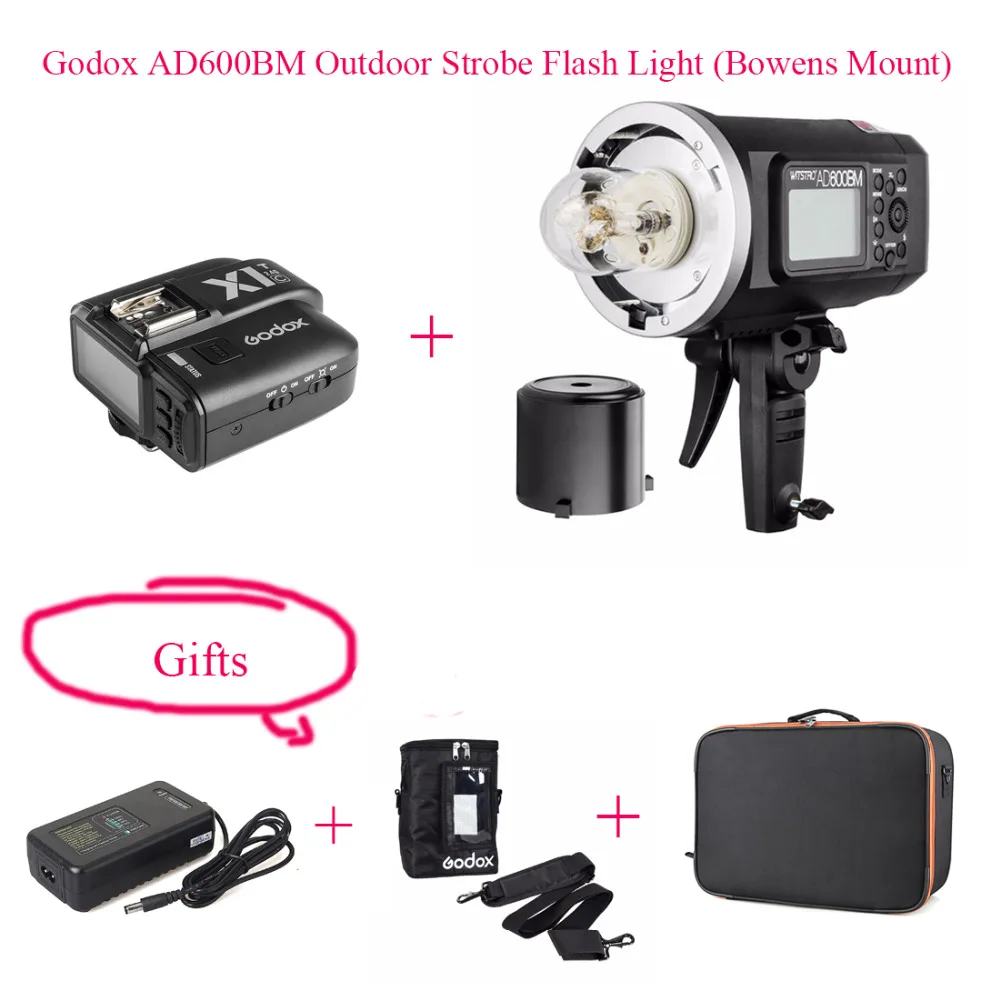 Godox AD600BM HSS 1/8000s 600W GN87 Outdoor Strobe Flash Light (Bowens Mount) +Battery+Charger Adapter + X1T-C Trigger For Canon |