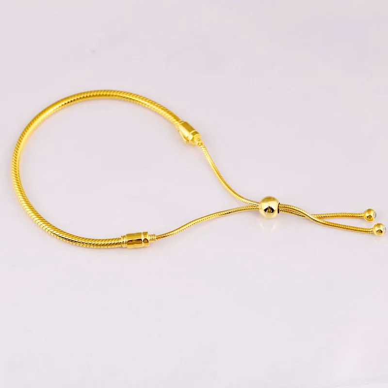 

Pandulaso Moment Sliding Bracelets for Women & Men Silver 925 Jewelry Golden Color Chain Shine Sliding Bracelets DIY Jewelry New