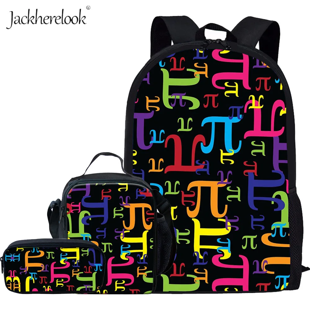 

Jackherelook Kids School Bags Set Colorful Symbol Sketch Math Pi Print Backpack for Girls Boys Student Bag Children Schoolbag
