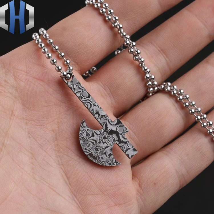 Damascus Pattern Steel Pattern Steel Small Pendant DIY Semi-finished Axe Damascus Pattern Steel Pattern Steel Small Pendant DIY Semi-finished Axe