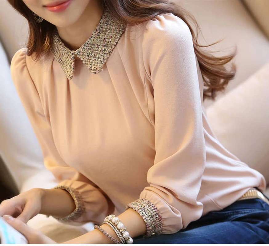 Blusas دي inverno أعلى بلوزة الإناث roupas femininas camisa الخريف الخريف المرأة قميص Vetement فام chemisier الوردي الأسود 3XL