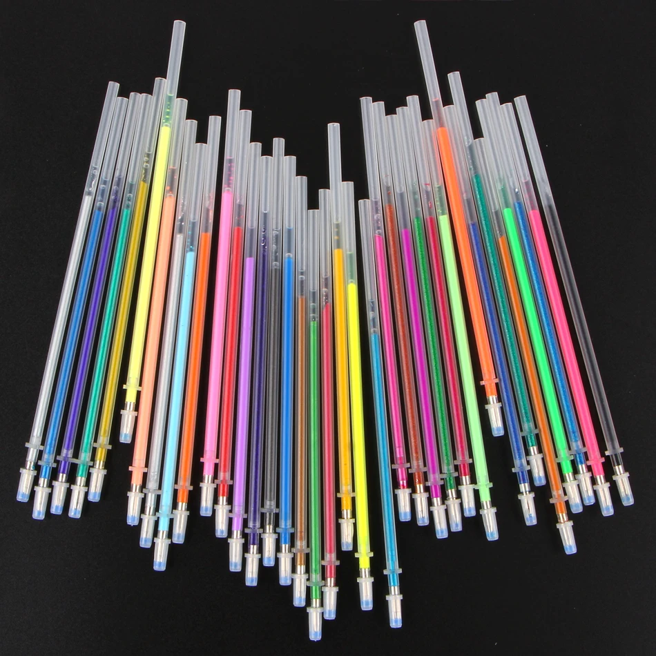 36 Colors Gel Ink Pen refills Rollerball Refill Pastel Neon Glitter Sketch Drawing Markers