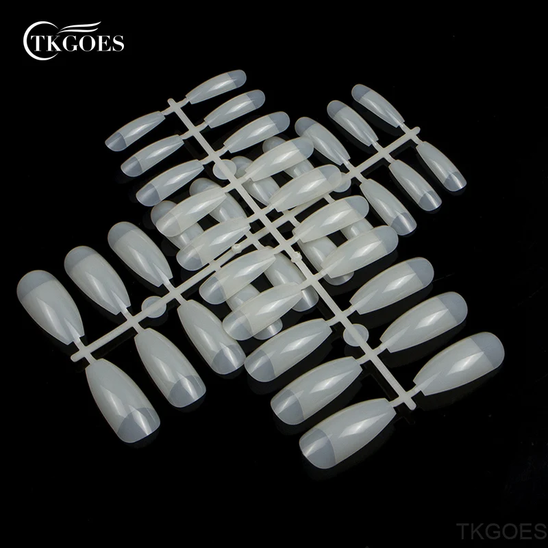 TKGOES 5 набор новых горячих накладных ногтей в гробу натуральные/прозрачные накладные ногти балерины в гробу для ногтей половинный дизайн акриловых ногтей