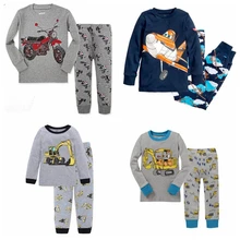 Новое осенне-зимнее нижнее белье для маленьких мальчиков, пижамный комплект, хлопковые пижамы с принтом экскаватора для мальчиков, Пижамный костюм с длинными рукавами, Детская Пижама, enfant