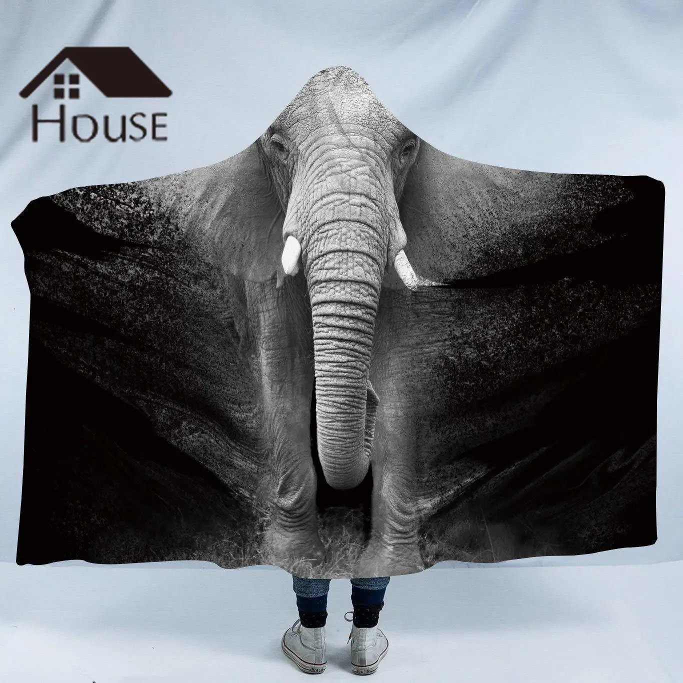 

Sleepwish African Elephant Wearable Hooded Blanket for Adults Mandala Dreamcatcher Sherpa Fleece Woman Throw Blanket Microfiber
