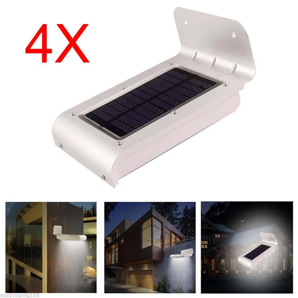 

4PCS 16 Led Solar Lamp Motion Sensor Outdoor Waterproof Body Induction Sound Control Battery Power Garden Wall Light