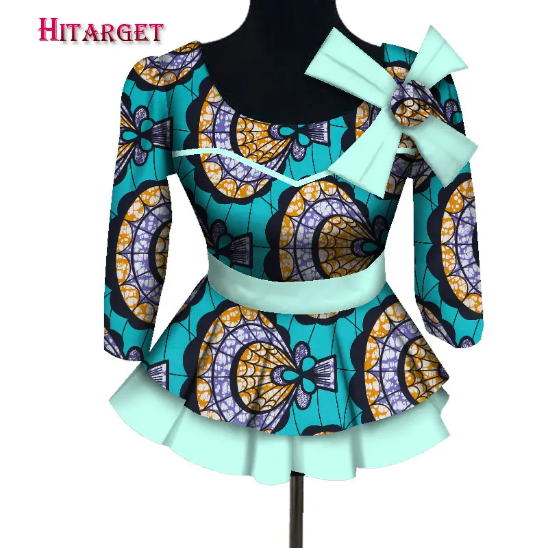 

Dashiki African Women Clothing Bazin Riche Fashion Elegant O-Neck Crop Top Shirts african clothes for women customizable WY3801