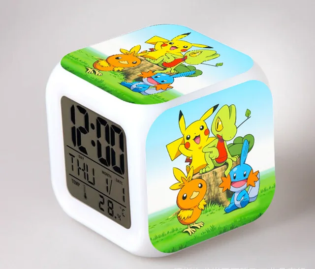 Buy Pikachu Alarm Clocks, 3d Cartoon 7 color changing