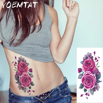 

Waist purple love rose flowers arm shoulder tattoo stickers flash henna tattoo fake waterproof temporary tattoos sticker women
