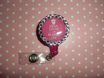 

Free Shipping Wholesales Keep Calm Nurse On Pink Retractable ID Name Badge Holder Reel Clip 10pcs/lot
