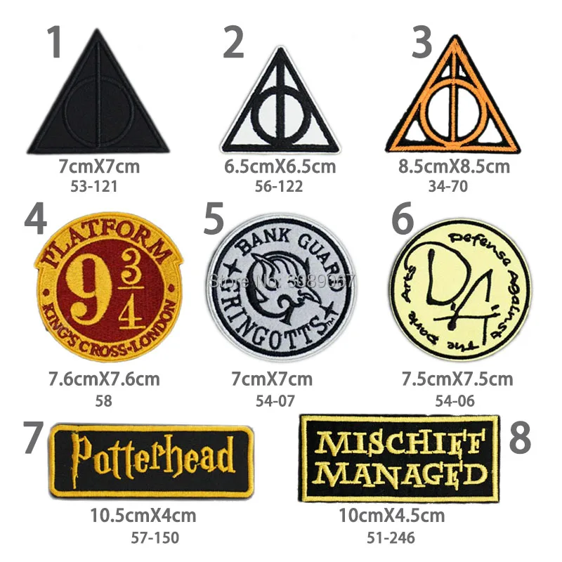 

Movie HARRY Symbol DEATHLY HALLOWS Embroidered Patch Iron On Garment DIY Applique Cloth Patch Halloween