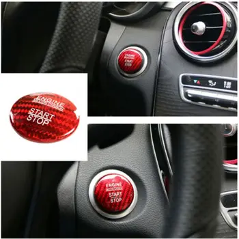 

Mini Car Sticker Engine Ignition Start Button Cover Stop Switch Key Decor Ring Carbon Fiber Sticker